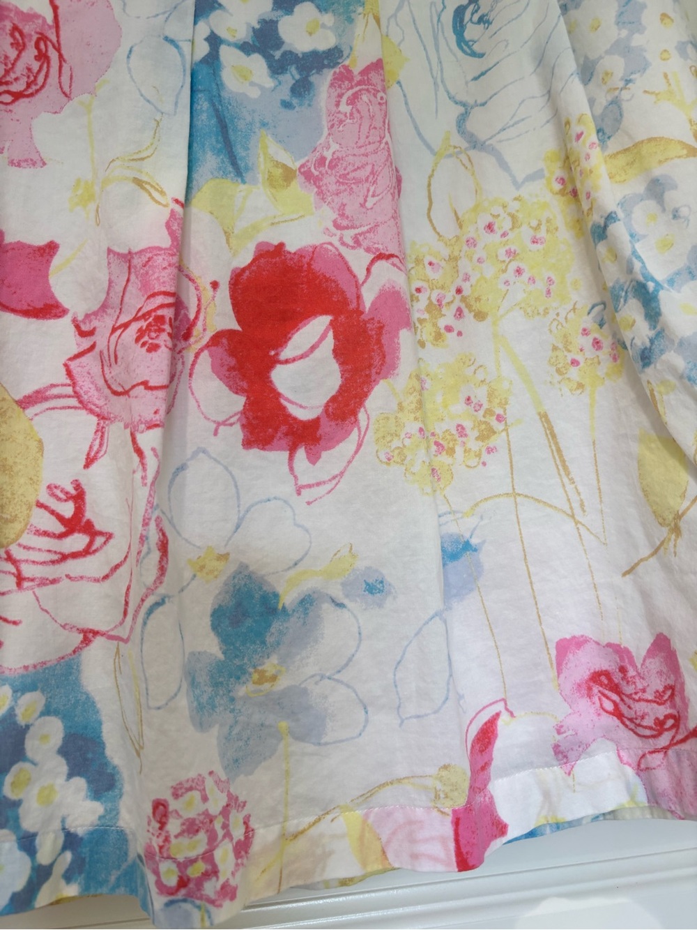 Sigrid Olsen Sz 12 Cotton Floral Print Skirt Blue Pink Cottagecore Resortwear - Picture 4 of 12